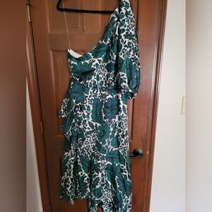 J. Crew One Shoulder Ruffle Hem Dress